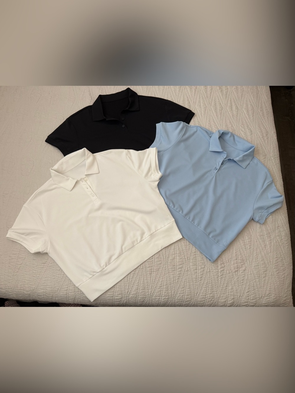 Vuori Women’s Short Sleeve Polo Trio - Black, White, Light Blue